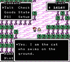 Ninten talking to a cat